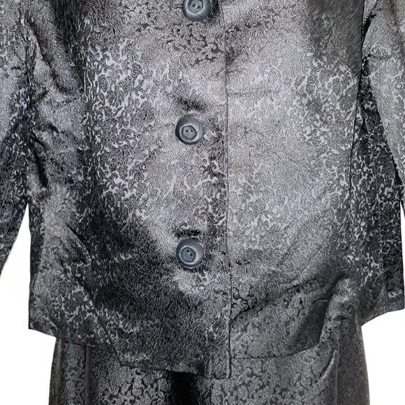 Vtg 60s black brocade 2 Piece dressy jacket & maxi skirt - Picture 5 of 13